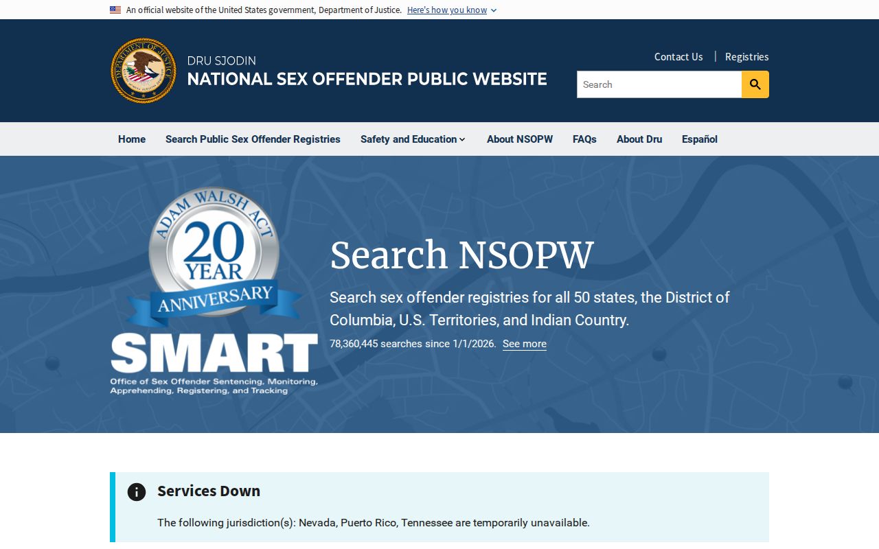 Cleburne County sex offender lookup using the official national NSOPW search