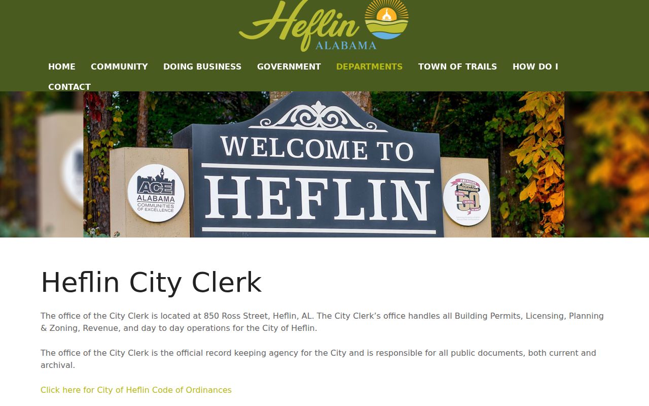 Heflin city clerk public records information