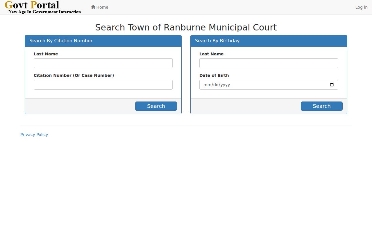 Ranburne municipal citation criminal record search fields